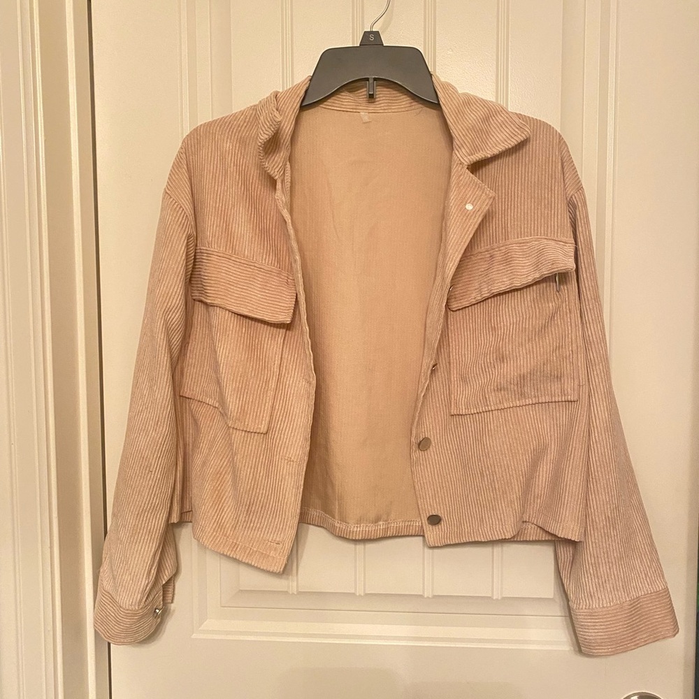 Women's Beige Corduroy Utility Jacket